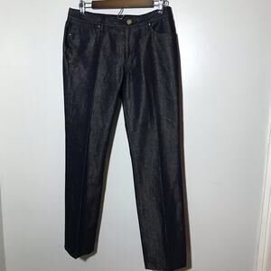 Lauren Ralph Lauren 4 gold shimmer dark wash straight leg jeans sparkly party
